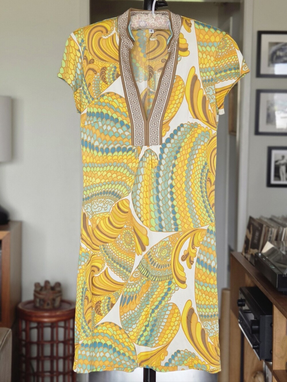 Trina Turk VTG Y2K Yellow Swirl Mini Dress